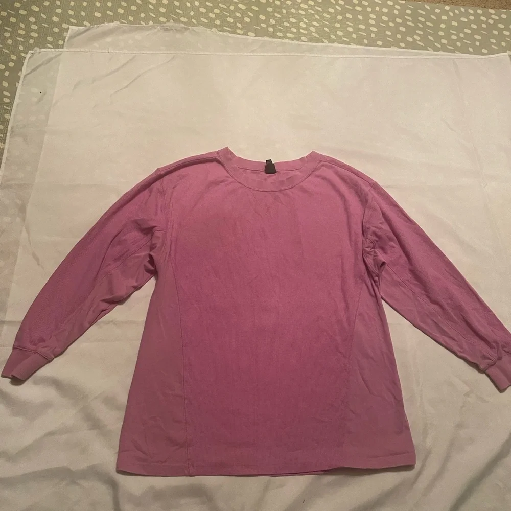Wild Fable Comfy Pink Ribbed Detail Long Sleeve Top, Size Large‎ - Picture 2 of 8
